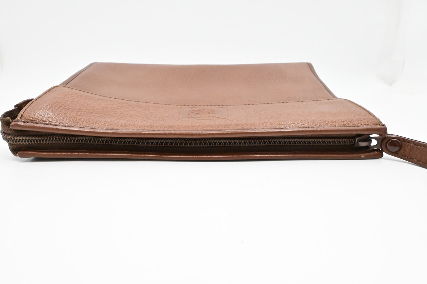 Burberry Wristlet Pouch in Brown Leather