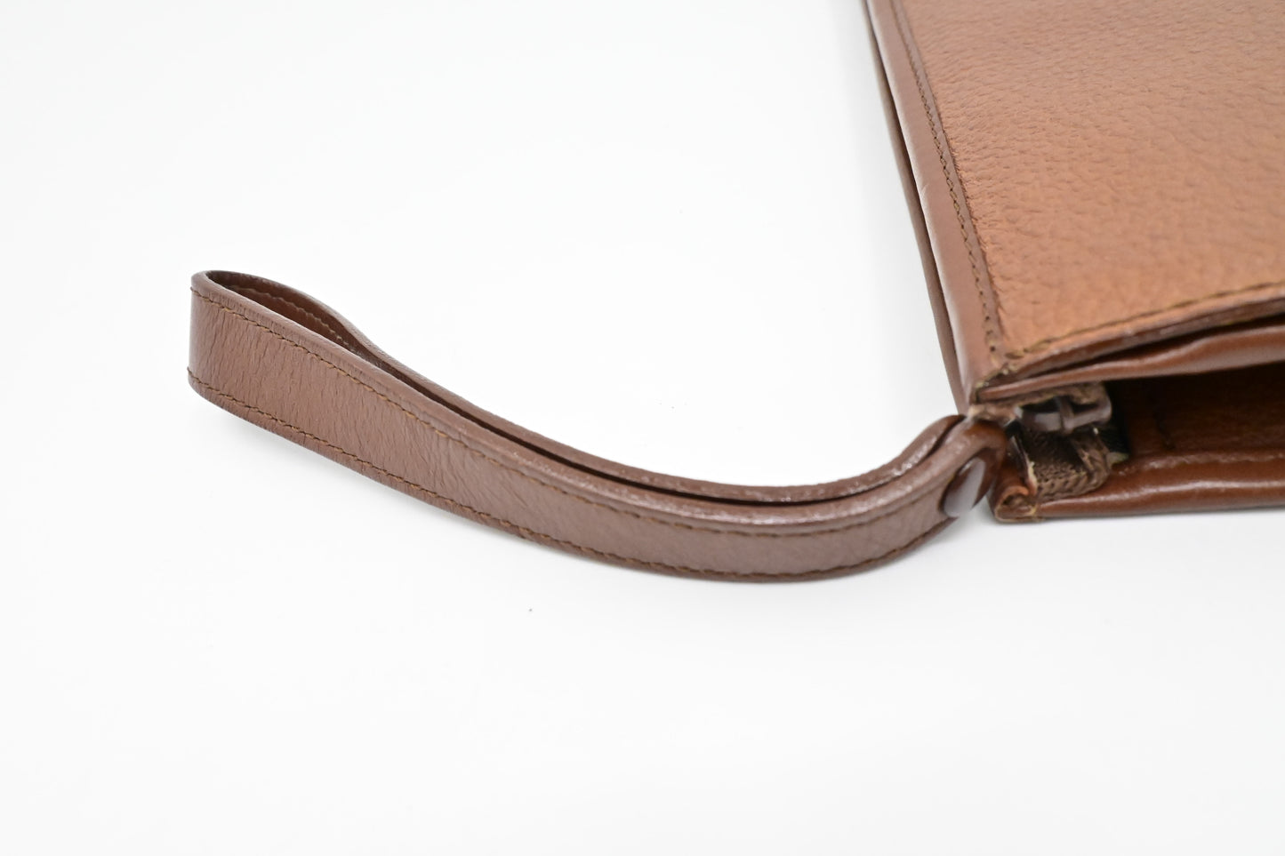 Burberry Wristlet Pouch in Brown Leather