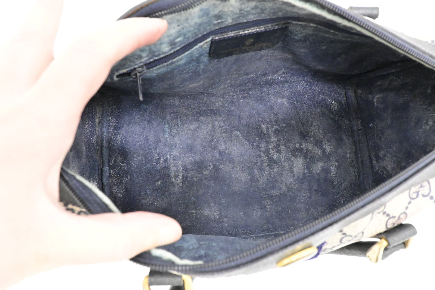 Gucci Boston Bag in Navy GG Supreme Canvas