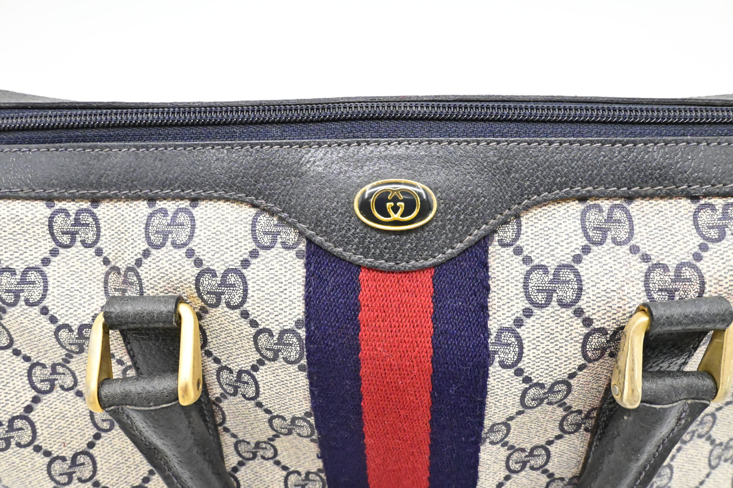 Gucci Boston Bag in Navy GG Supreme Canvas