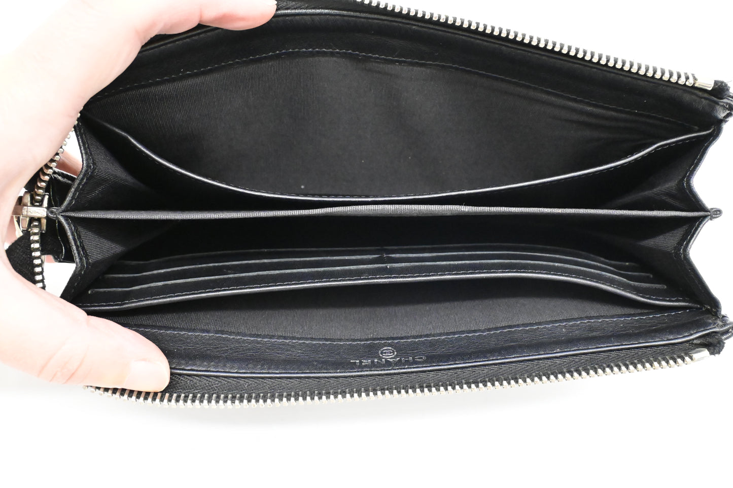 Chanel Zippy Long Wallet in Black Caviar Leather