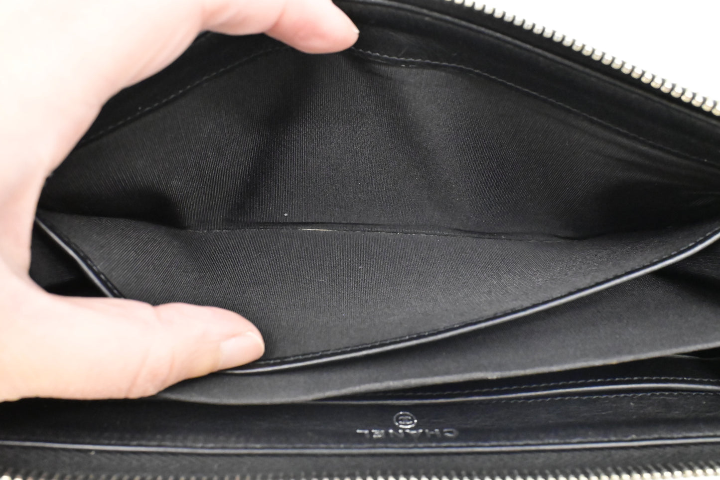 Chanel Zippy Long Wallet in Black Caviar Leather