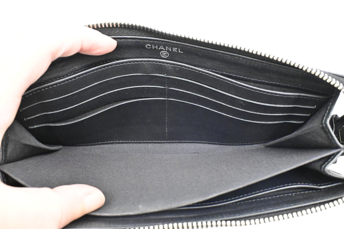 Chanel Zippy Long Wallet in Black Caviar Leather