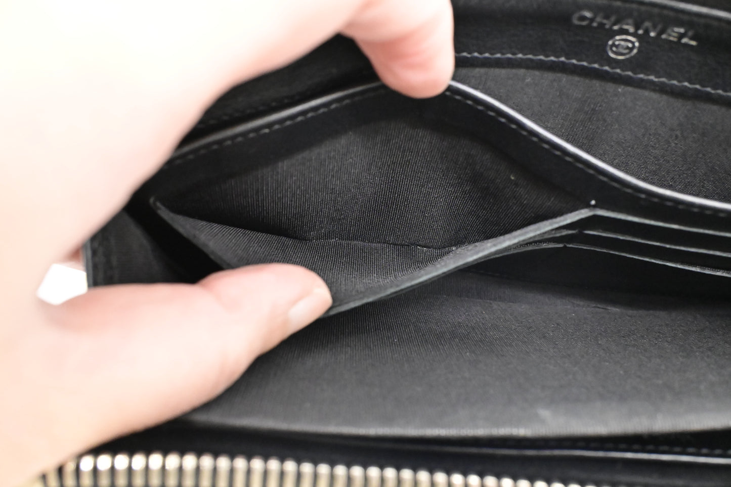 Chanel Zippy Long Wallet in Black Caviar Leather
