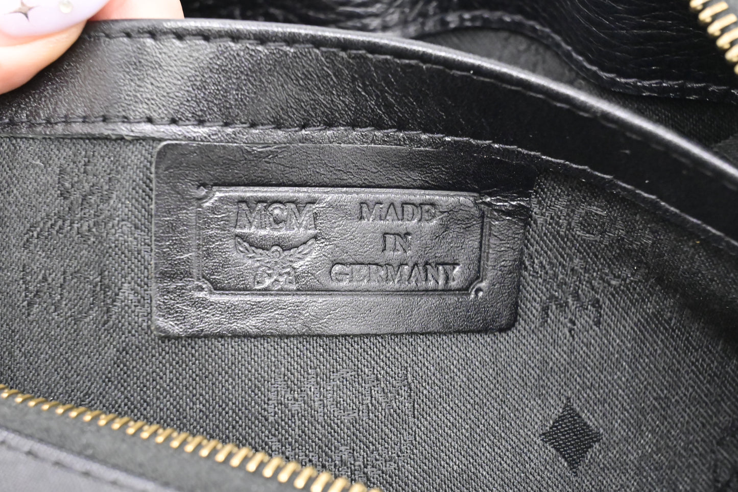 MCM Boston Bag in Black Coated Canvas
