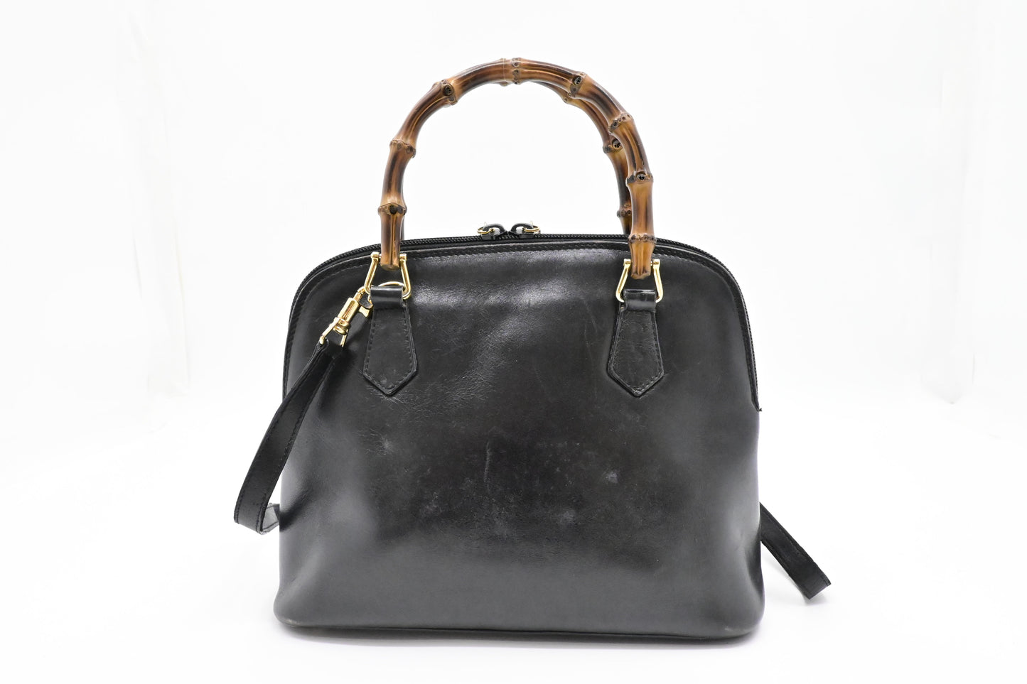 Gucci Bamboo 2-Way Handbag in Black Leather