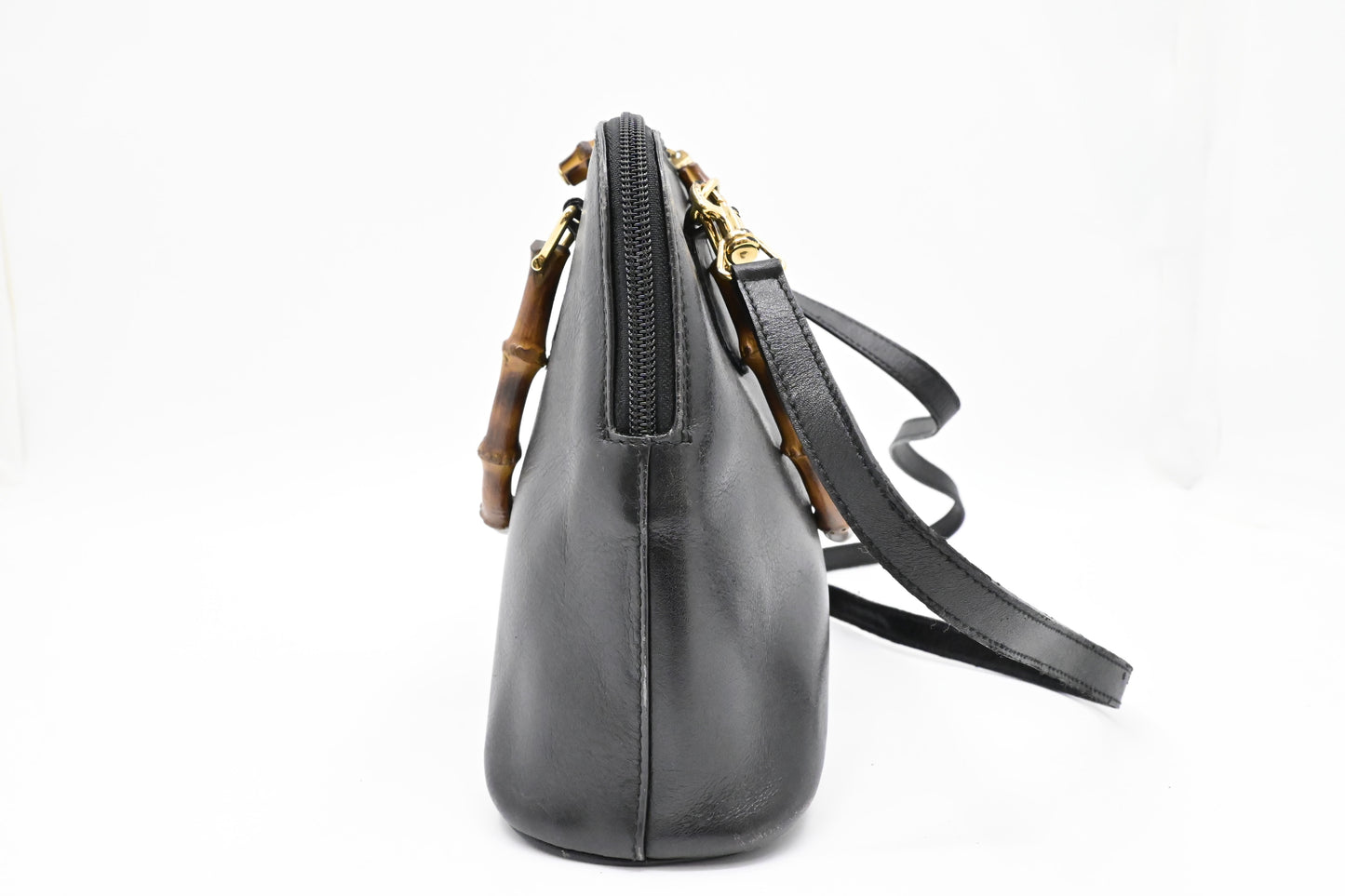 Gucci Bamboo 2-Way Handbag in Black Leather