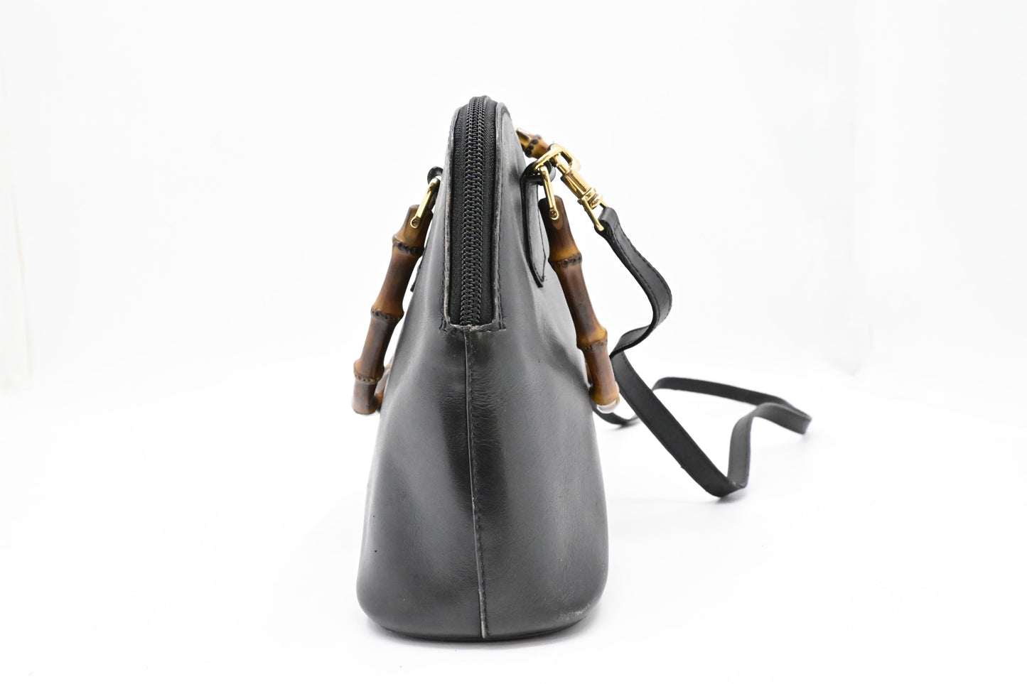Gucci Bamboo 2-Way Handbag in Black Leather