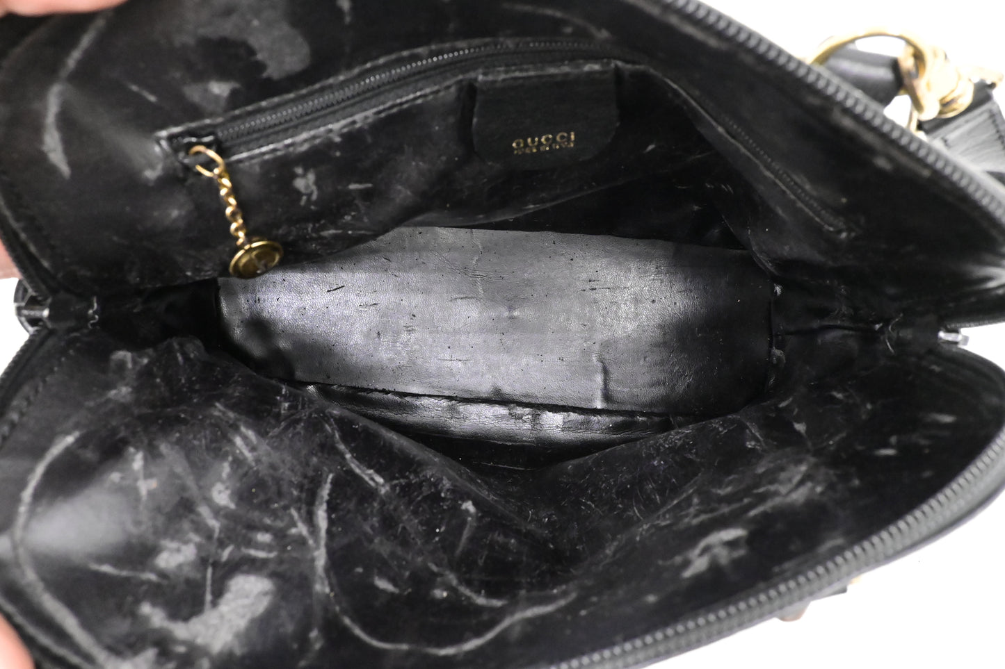 Gucci Bamboo 2-Way Handbag in Black Leather