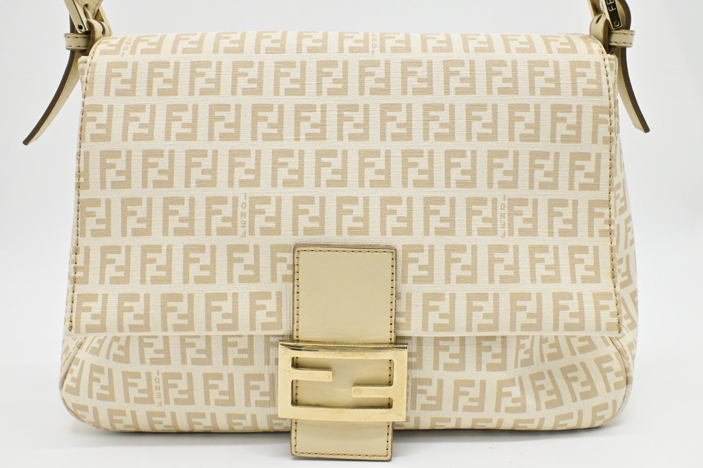 Fendi Mama Baguette in White Zucchino Coated Canvas