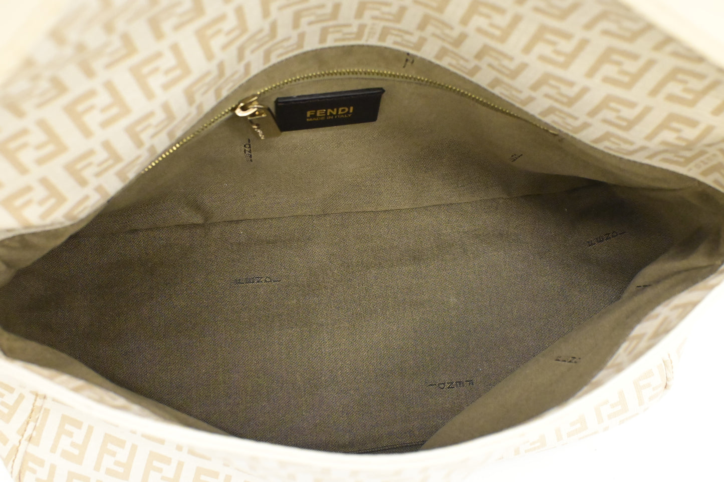 Fendi Mama Baguette in White Zucchino Coated Canvas