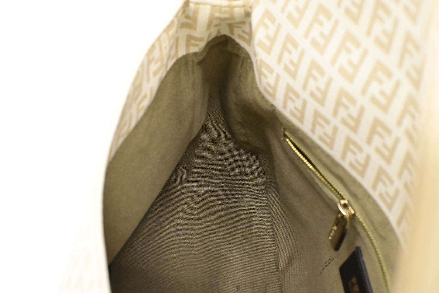 Fendi Mama Baguette in White Zucchino Coated Canvas