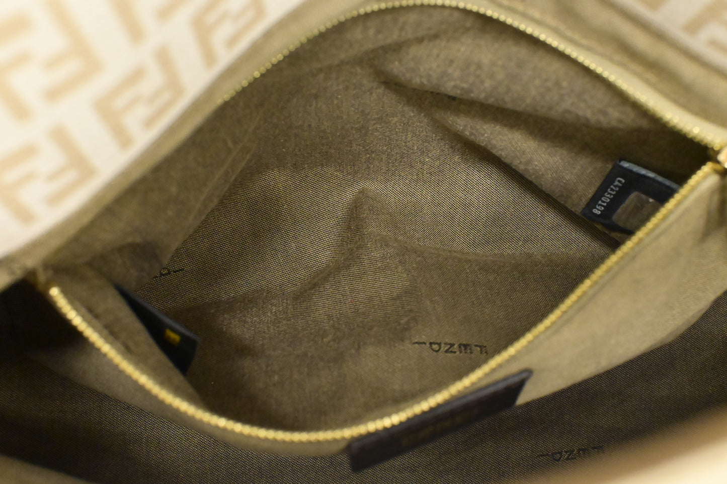 Fendi Mama Baguette in White Zucchino Coated Canvas