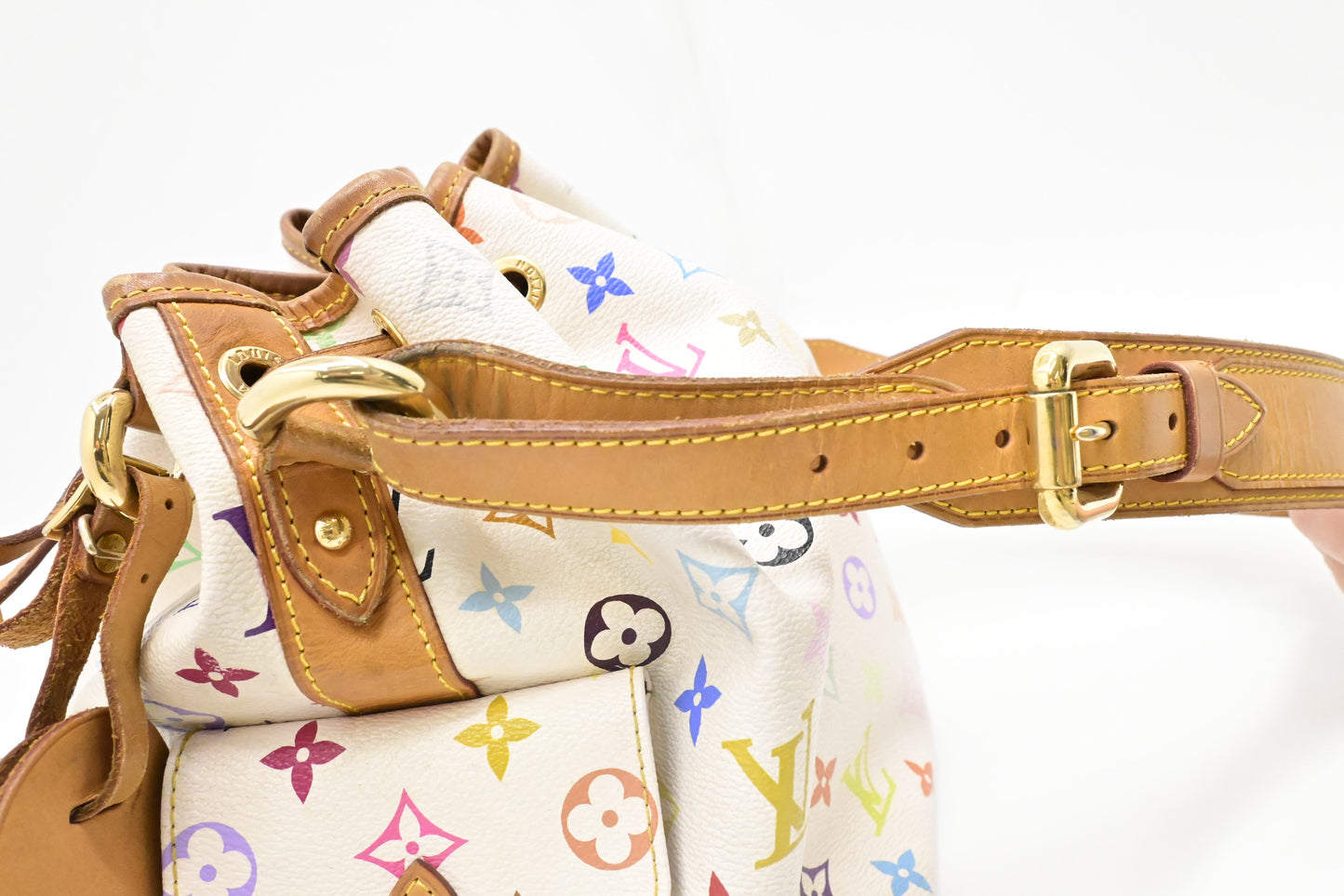 Louis Vuitton x Takashi Murakami Petit Noe in White Multicolor Monogram Canvas