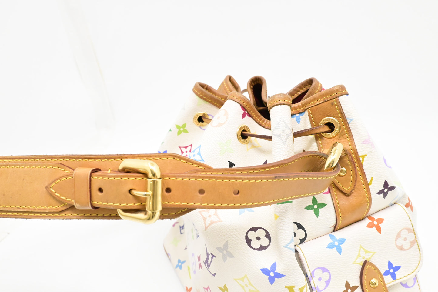 Louis Vuitton x Takashi Murakami Petit Noe in White Multicolor Monogram Canvas