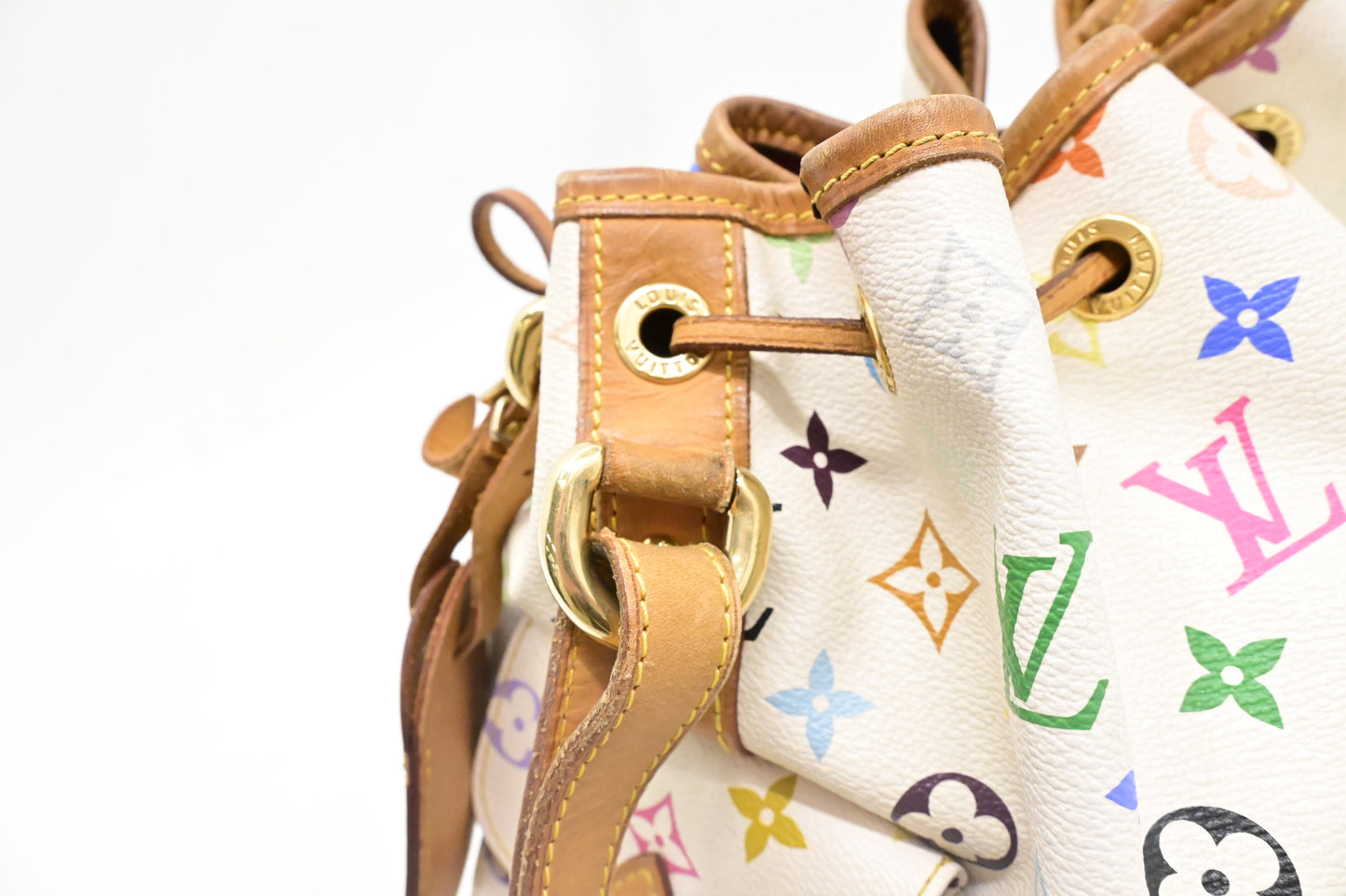 Louis Vuitton x Takashi Murakami Petit Noe in White Multicolor Monogram Canvas