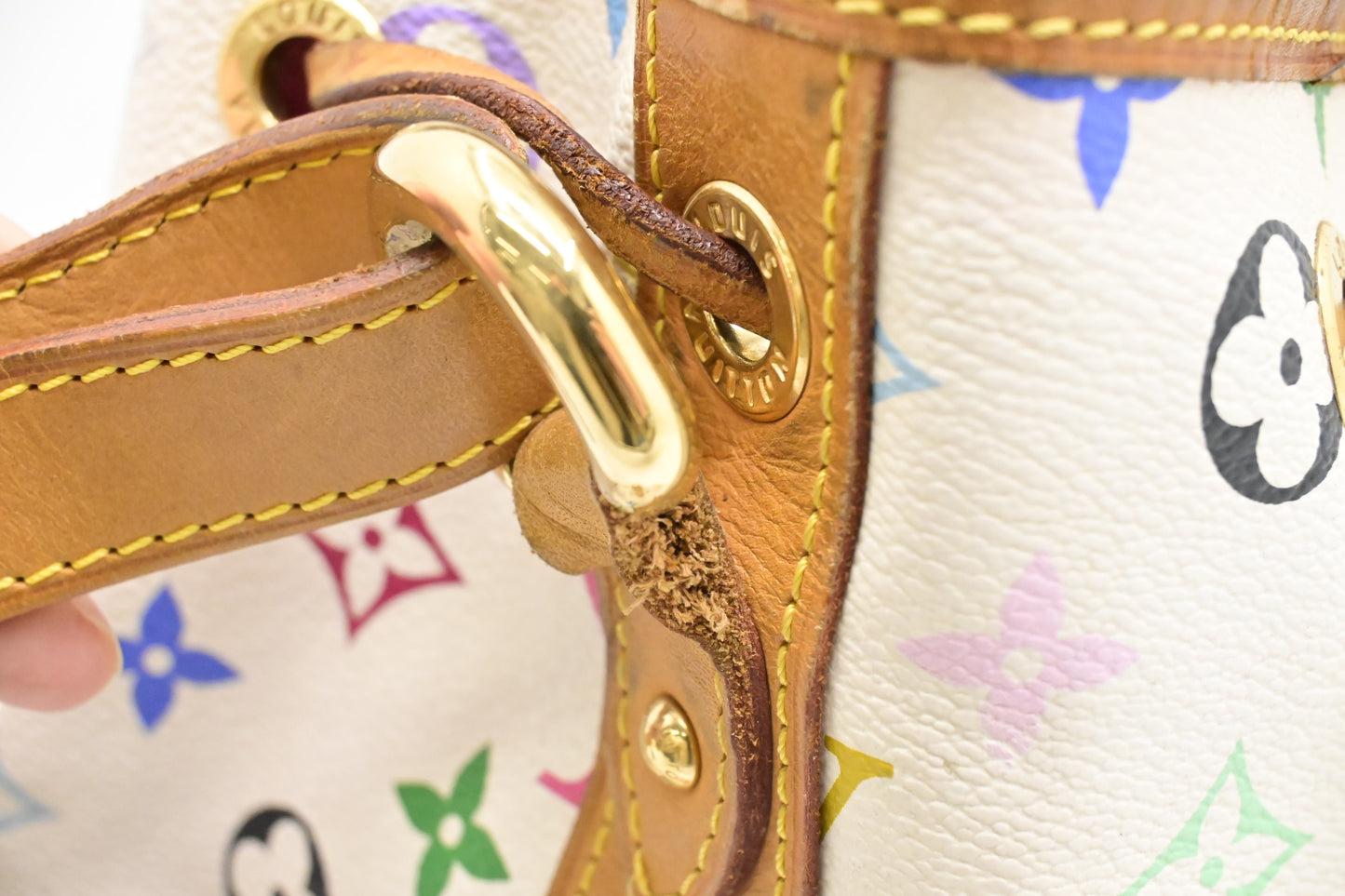 Louis Vuitton x Takashi Murakami Petit Noe in White Multicolor Monogram Canvas