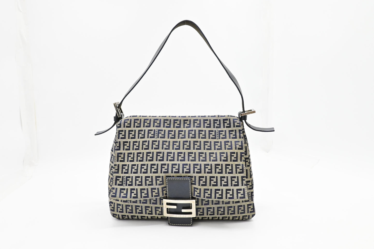 Fendi Mama Baguette in Navy Zucca Canvas