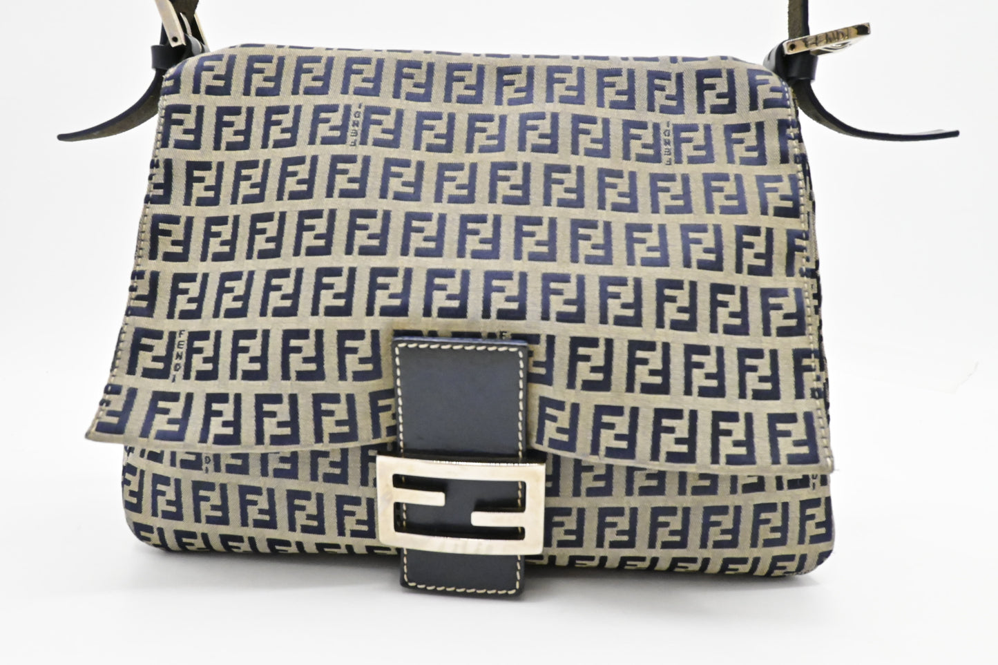 Fendi Mama Baguette in Navy Zucca Canvas