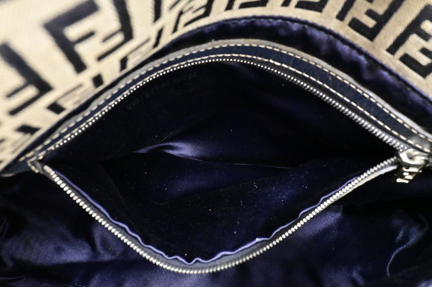 Fendi Mama Baguette in Navy Zucca Canvas