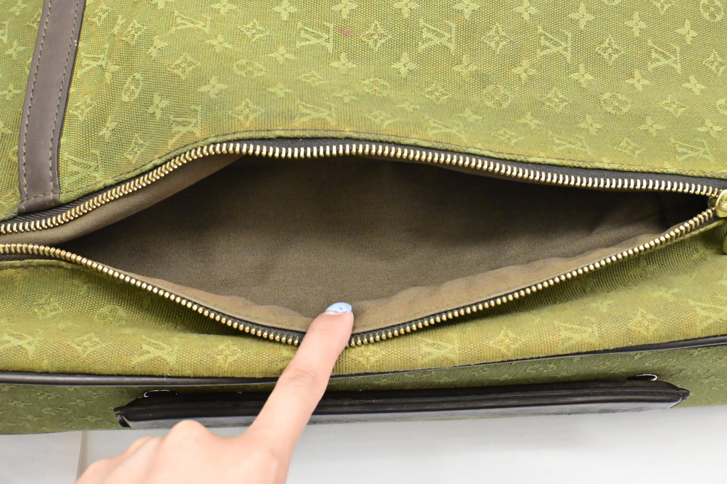 Louis Vuitton Annette Suitcase in Khaki Monogram Mini Lin Canvas