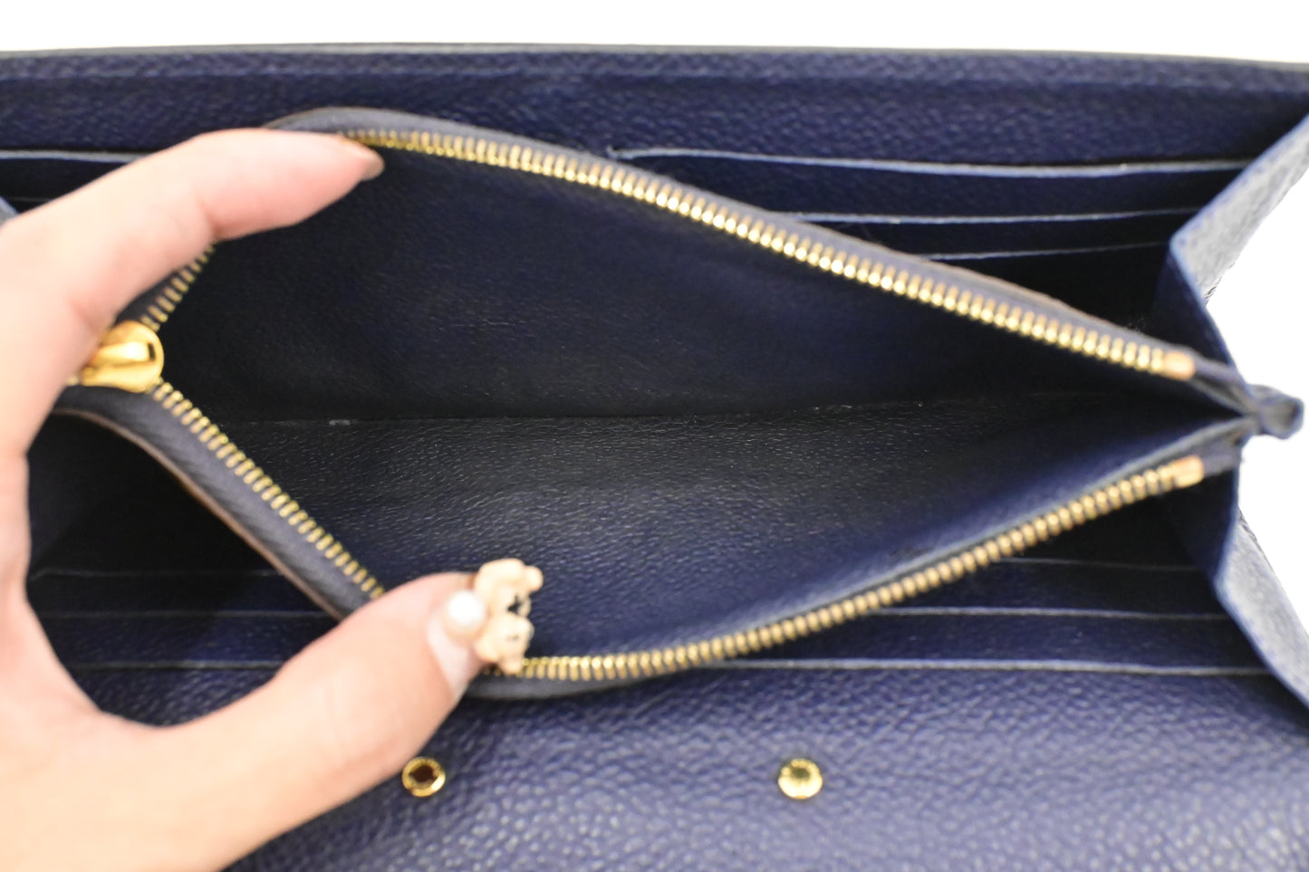 Louis Vuitton Pallas Wallet in Monogram Canvas and Navy Blue Leather