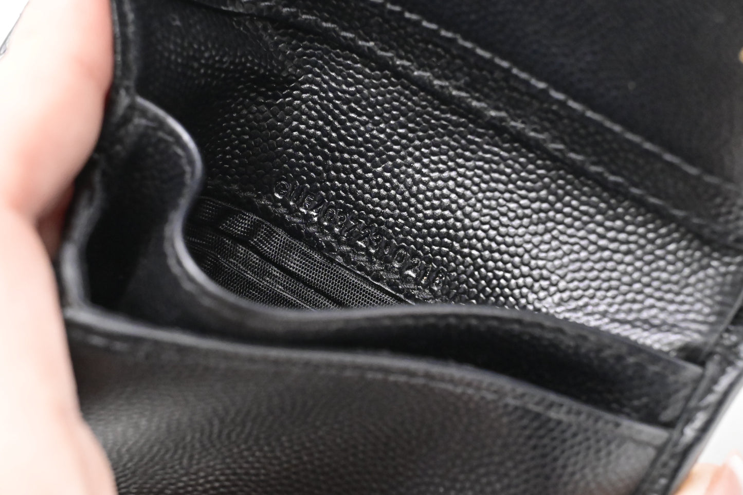 YSL Saint Laurent Compact Wallet in Black Grain de Poudre Leather