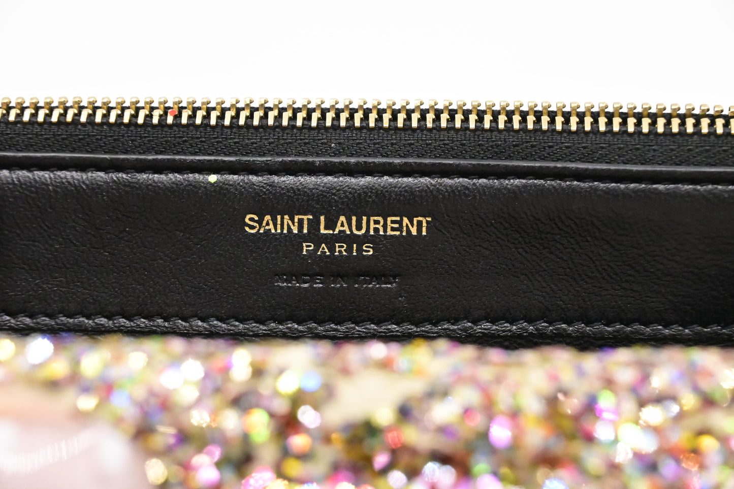 YSL Saint Laurent Wallet on Chain in Multicolor Sparkles