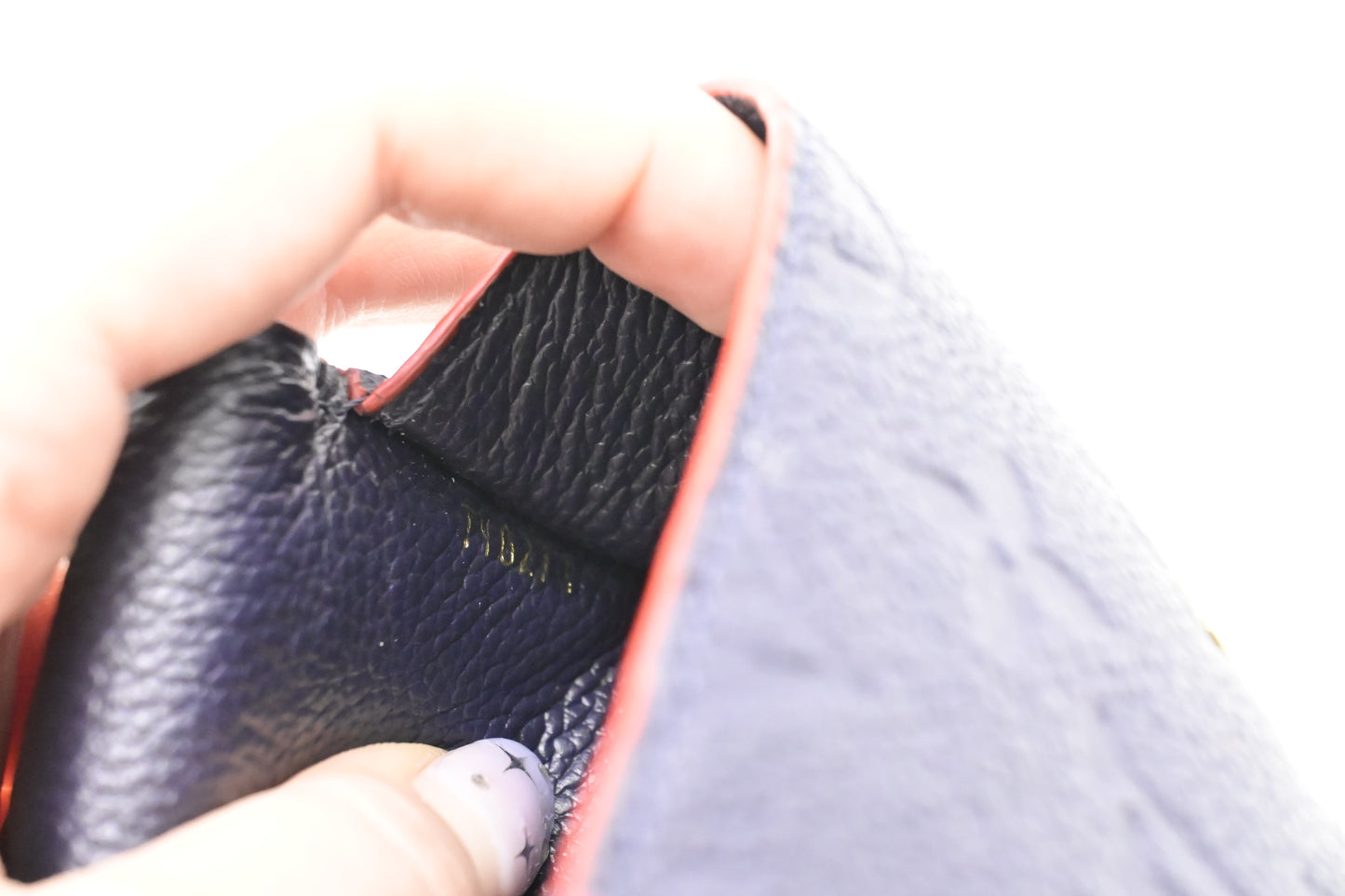 Louis Vuitton Pochette Cles in Marine Rouge Empreinte Leather
