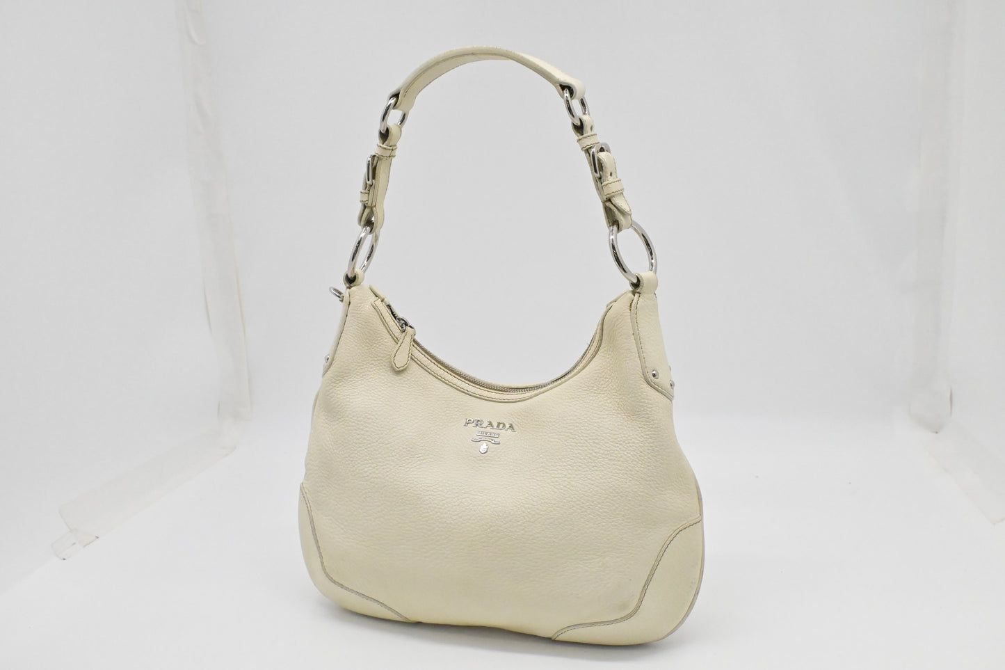 Prada Hobo Bag in White Leather
