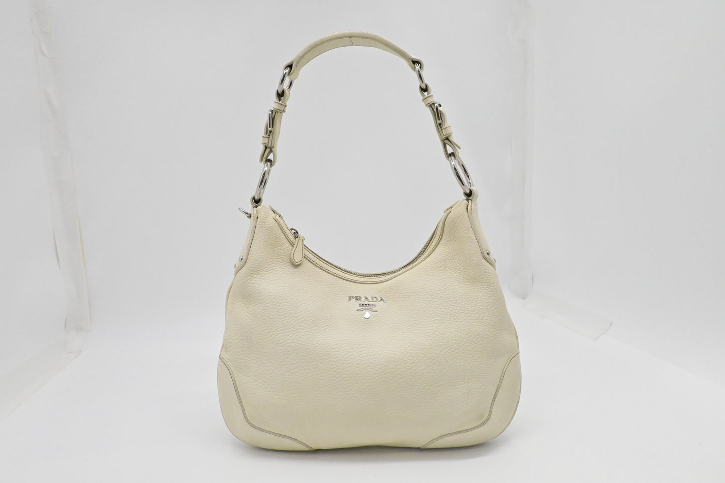 Prada Hobo Bag in White Leather