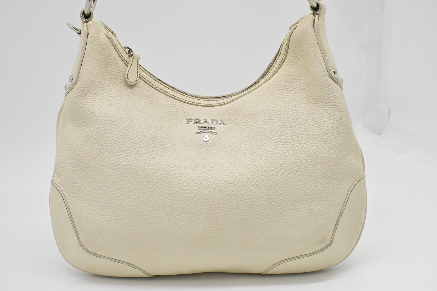 Prada Hobo Bag in White Leather