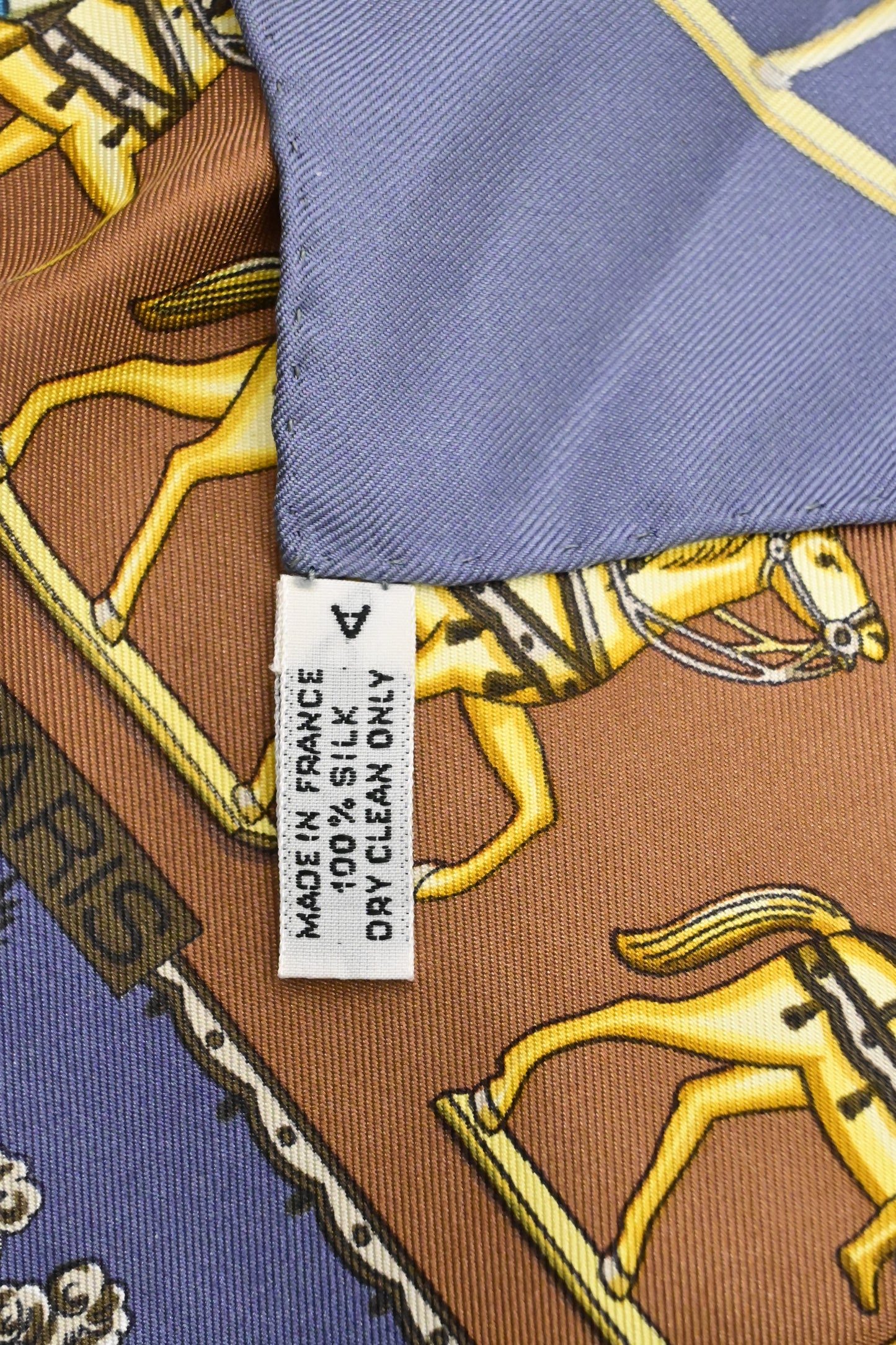 Hermes 'Les Artificers' Carre 90 in Blue & Brown Silk