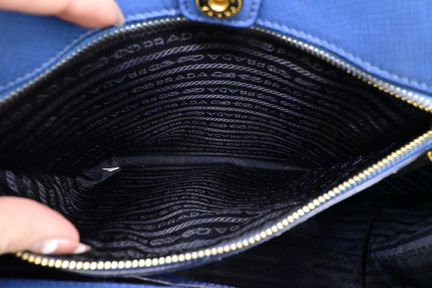 Prada Galleria in Blue Saffiano Leather