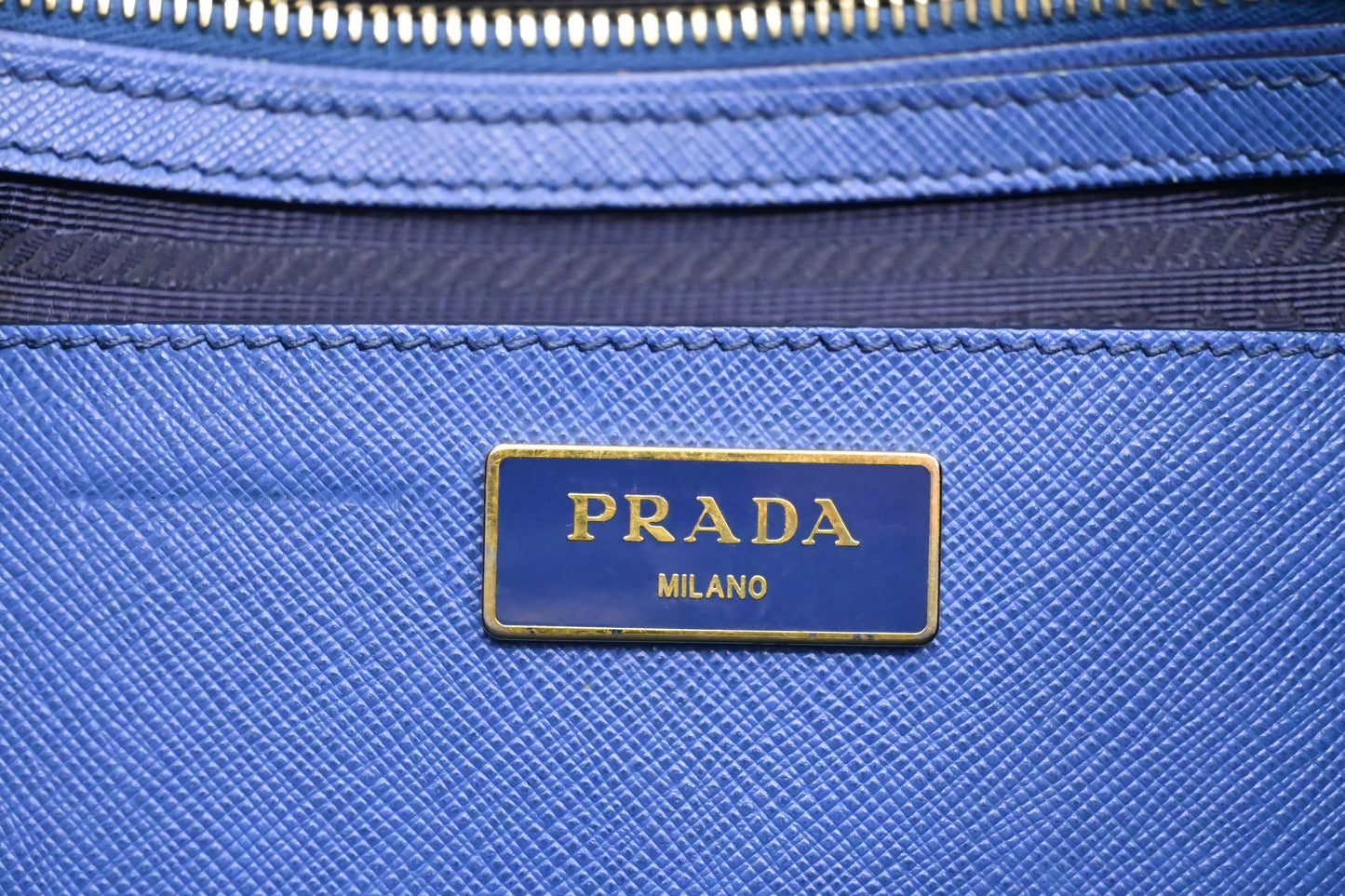 Prada Galleria in Blue Saffiano Leather