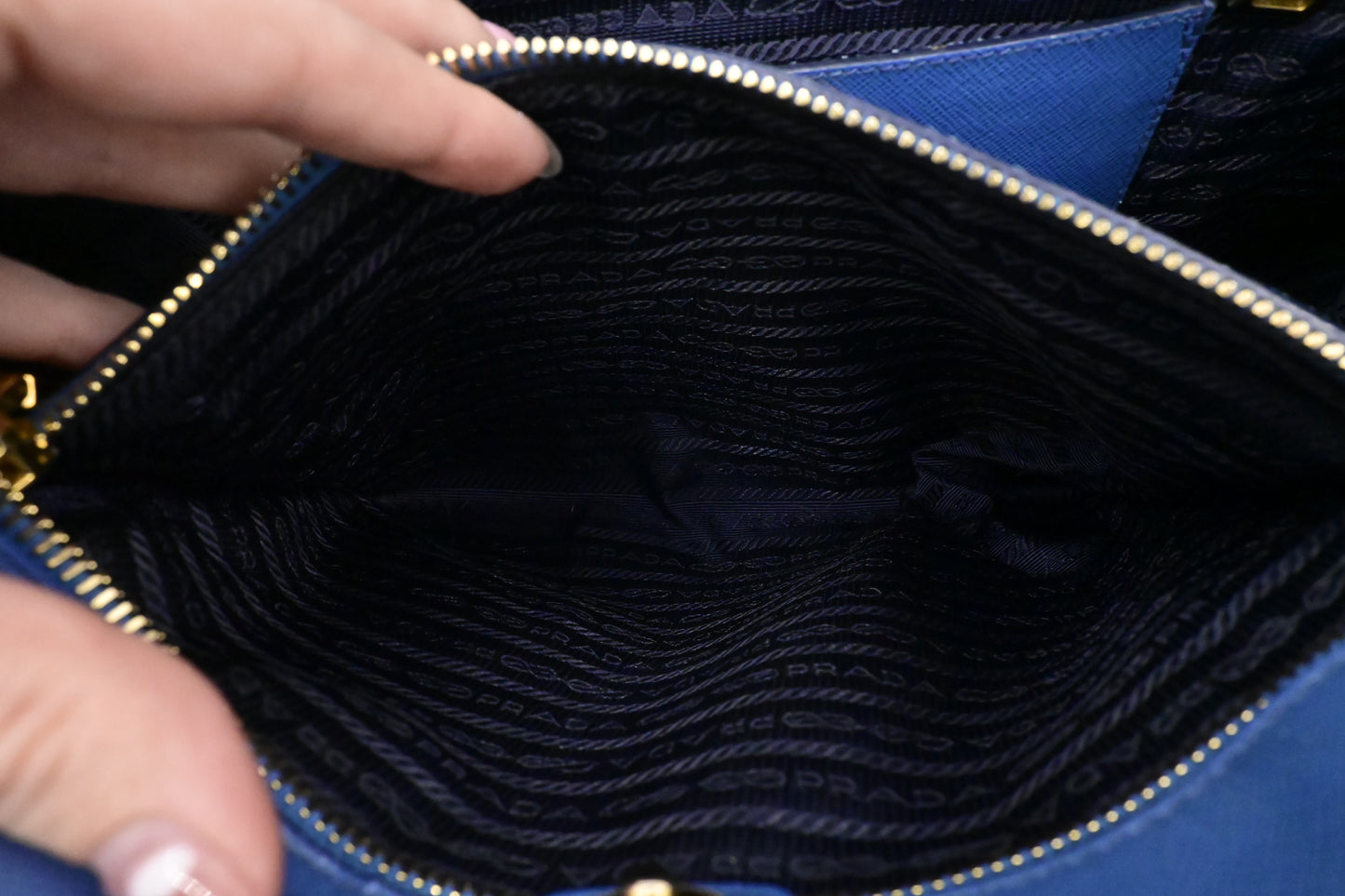 Prada Galleria in Blue Saffiano Leather