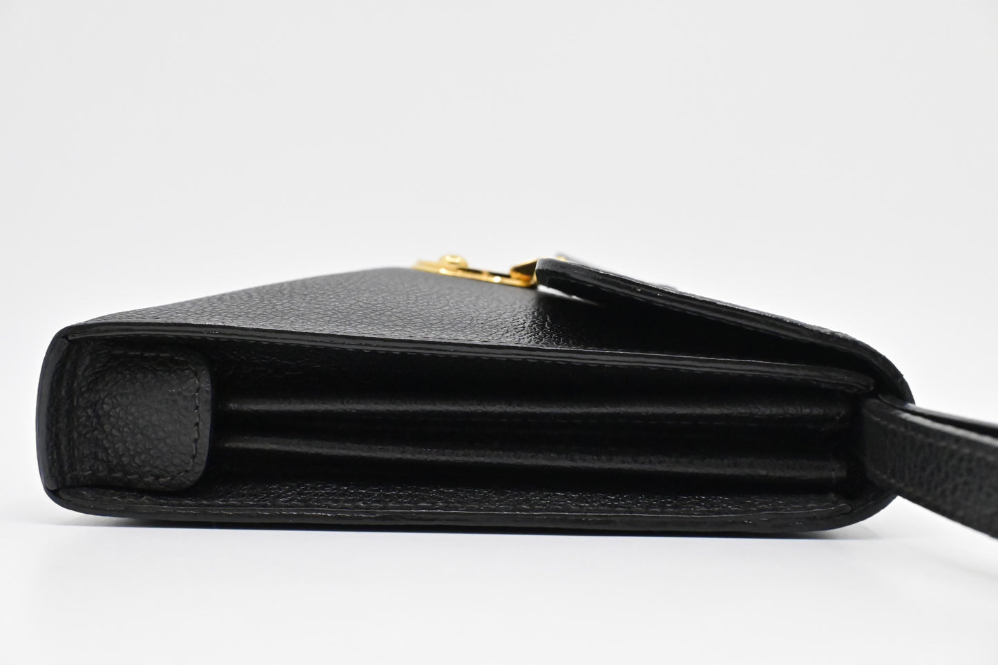 Ferragamo Wristlet Pouch in Black Leather