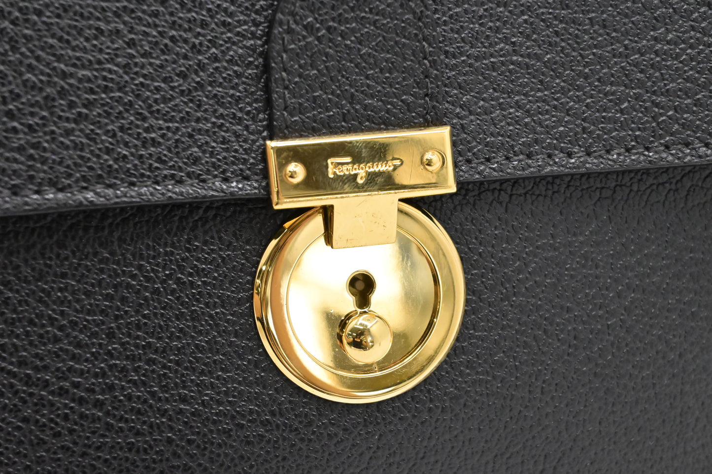 Ferragamo Wristlet Pouch in Black Leather