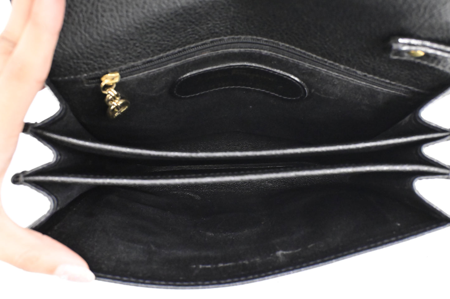 Ferragamo Wristlet Pouch in Black Leather