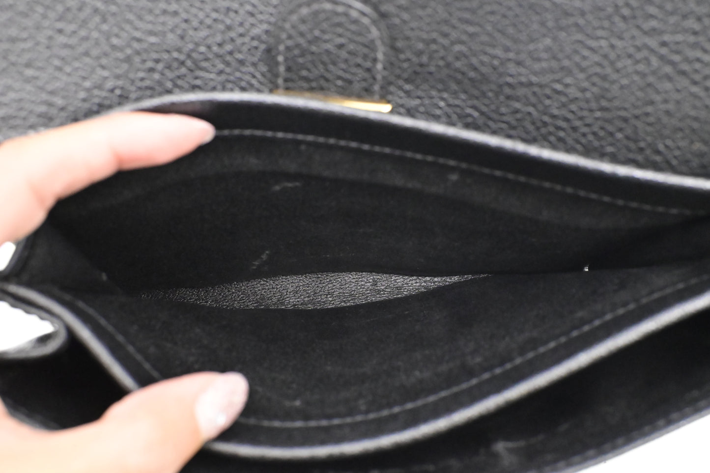 Ferragamo Wristlet Pouch in Black Leather