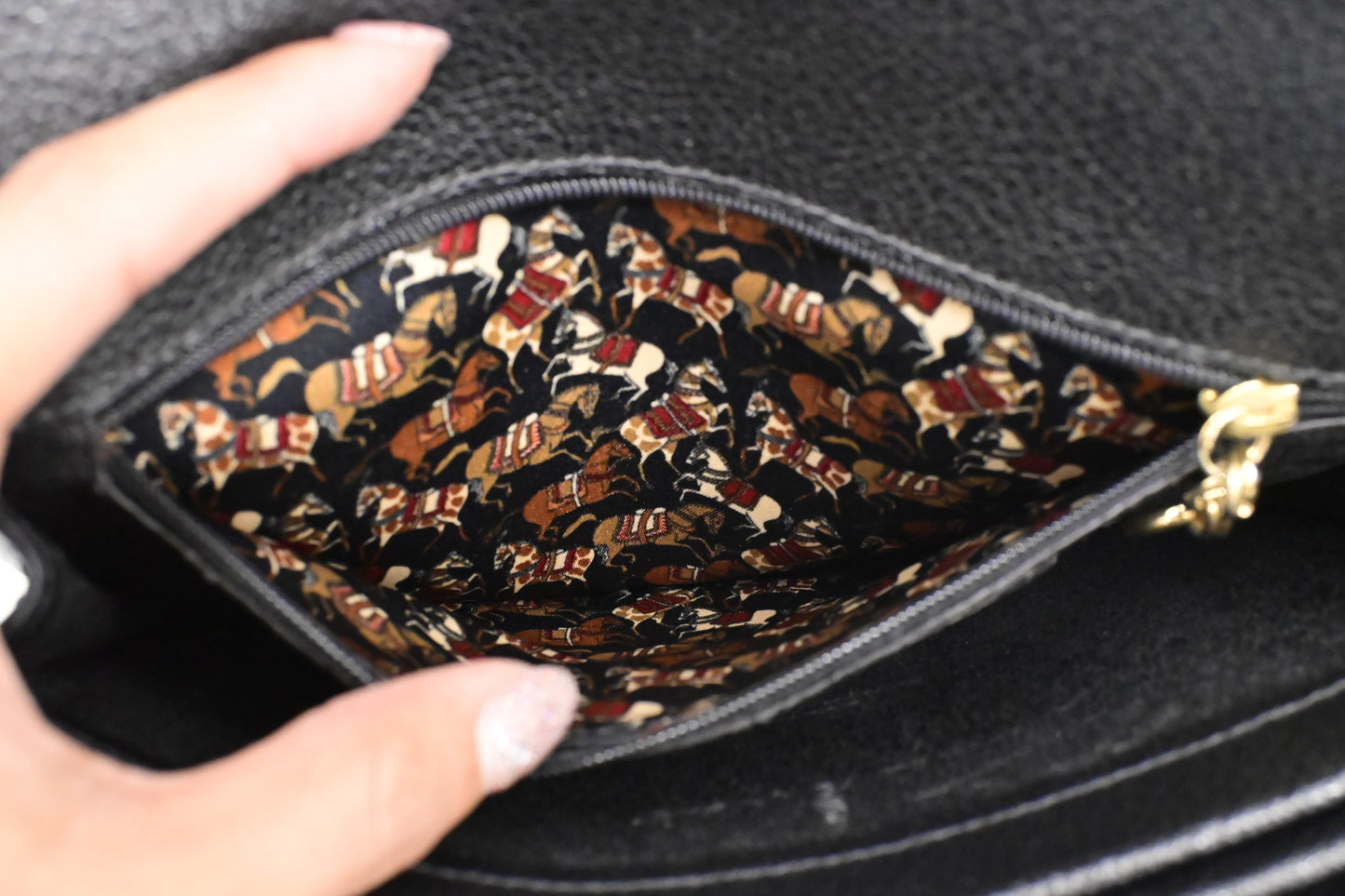 Ferragamo Wristlet Pouch in Black Leather