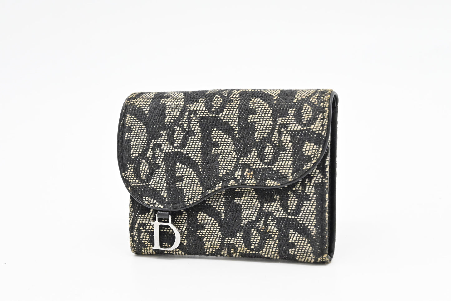 Dior Saddle Compact Wallet in Black Oblique Canvas