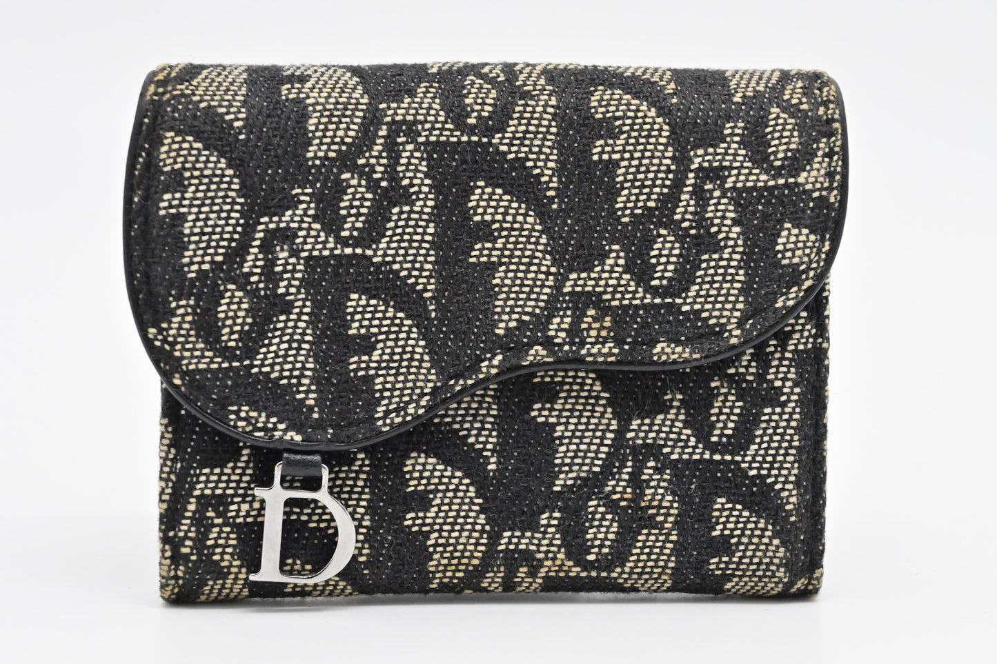 Dior Saddle Compact Wallet in Black Oblique Canvas