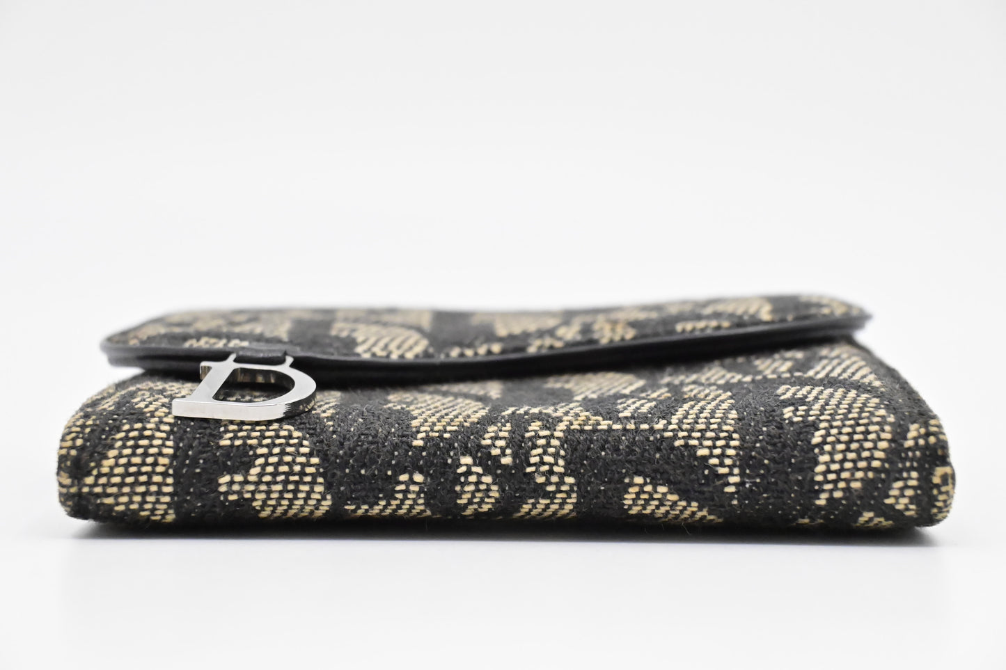 Dior Saddle Compact Wallet in Black Oblique Canvas