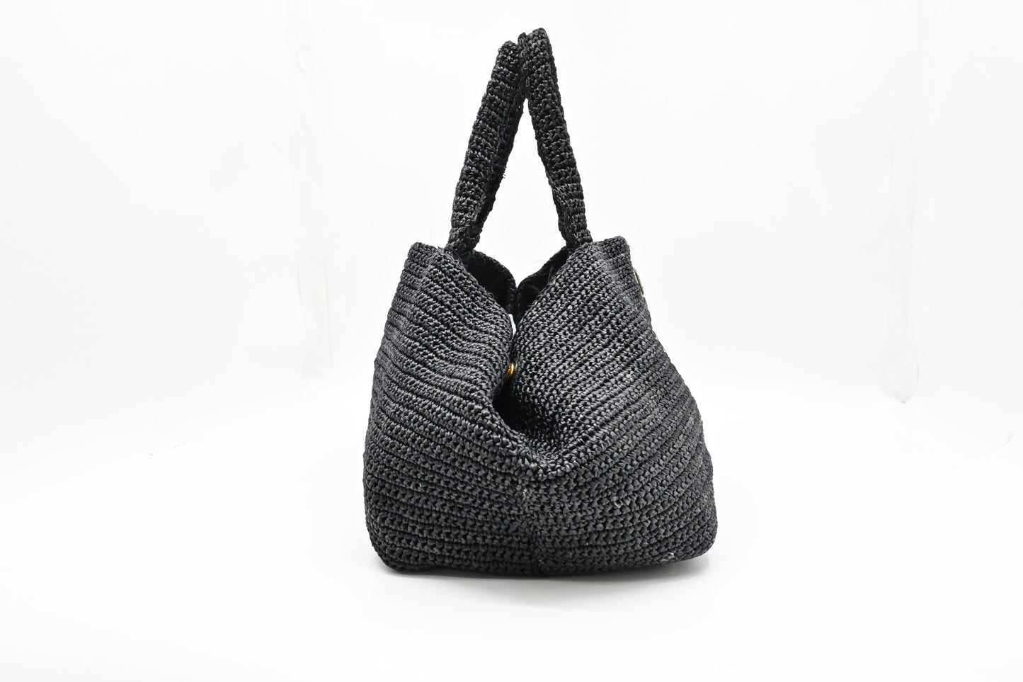 Prada Canapa Tote in Black Raffia