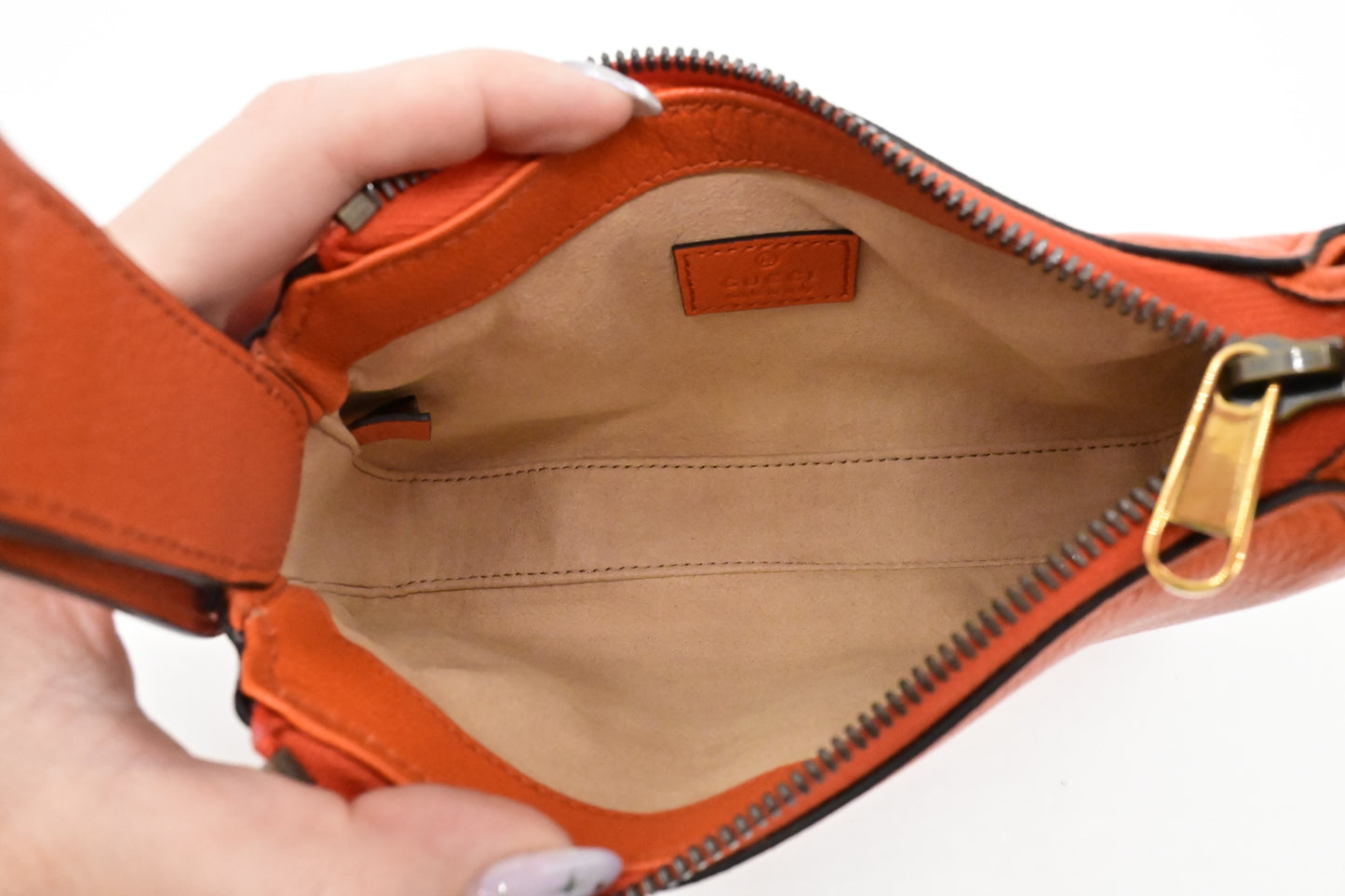 Gucci Aphrodite Shoulder Bag in Orange Leather