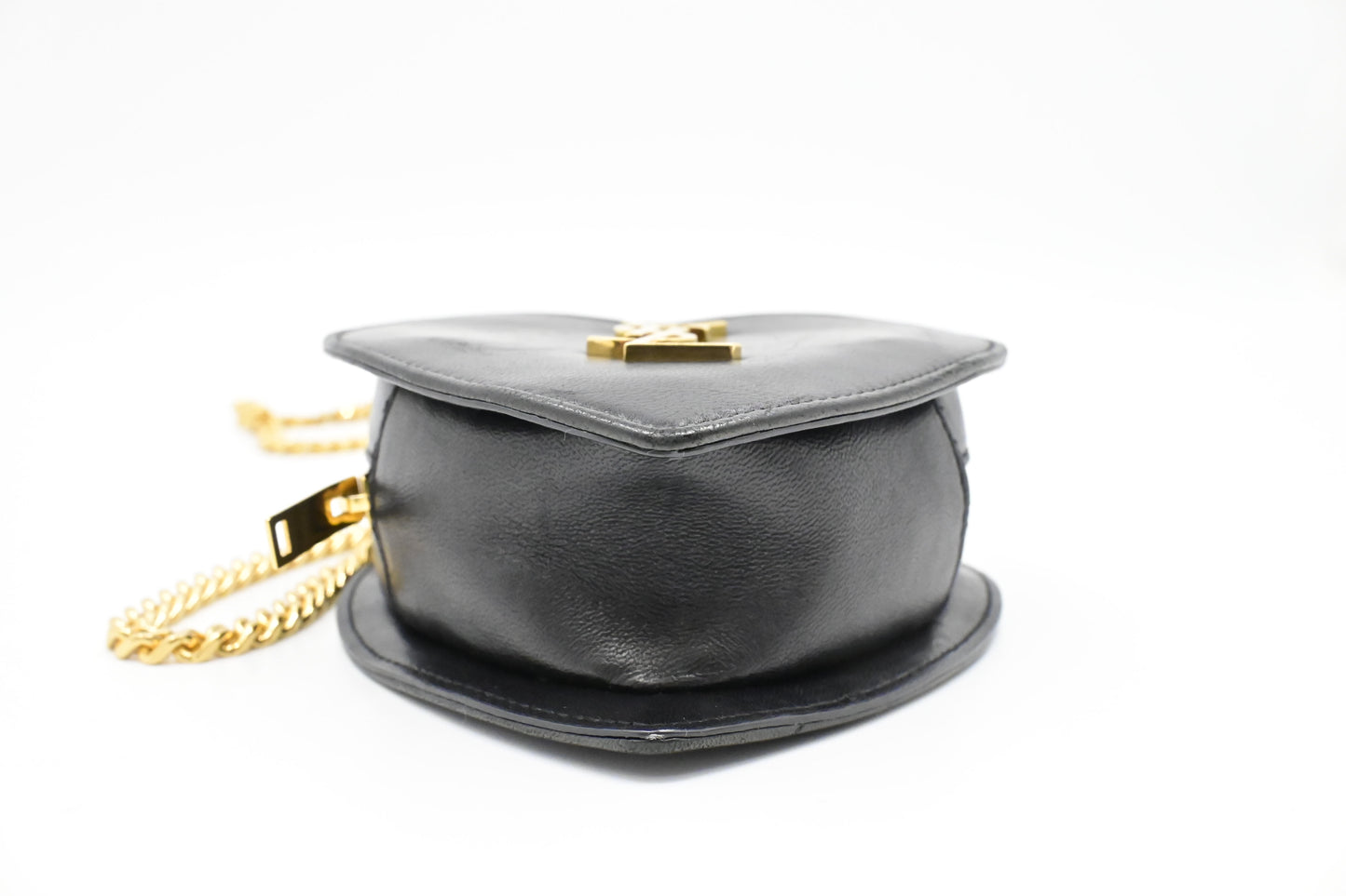 YSL Saint Laurent Mini Love Heart in Black Leather
