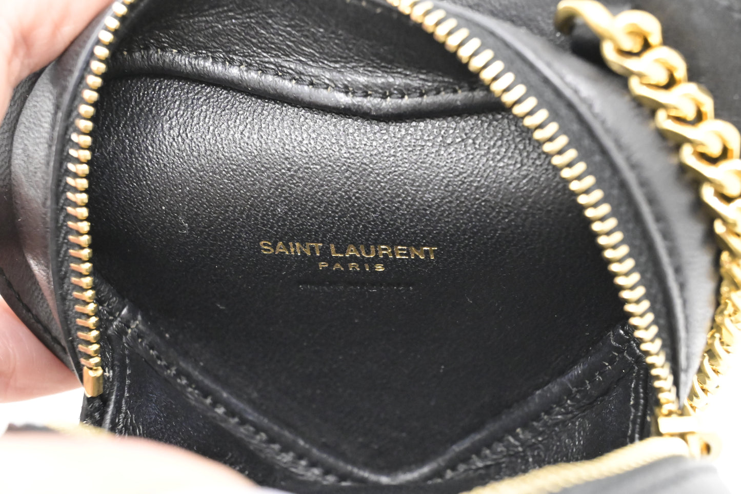YSL Saint Laurent Mini Love Heart in Black Leather
