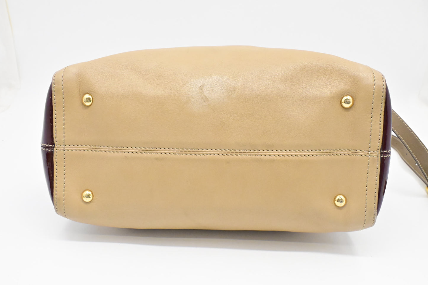 Fendi 2way Bag in Beige Leather and Red Patent Leather