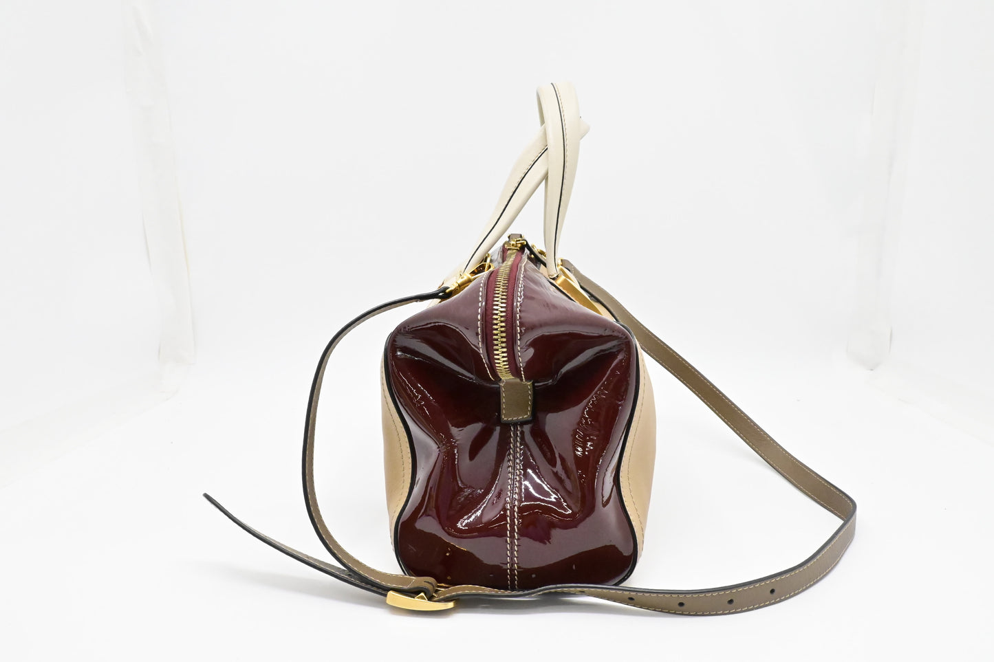 Fendi 2way Bag in Beige Leather and Red Patent Leather